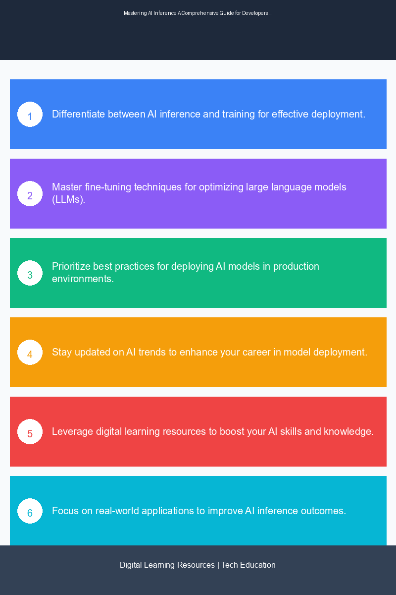 Educational infographic illustrating the AI inference process and best practices for deployment