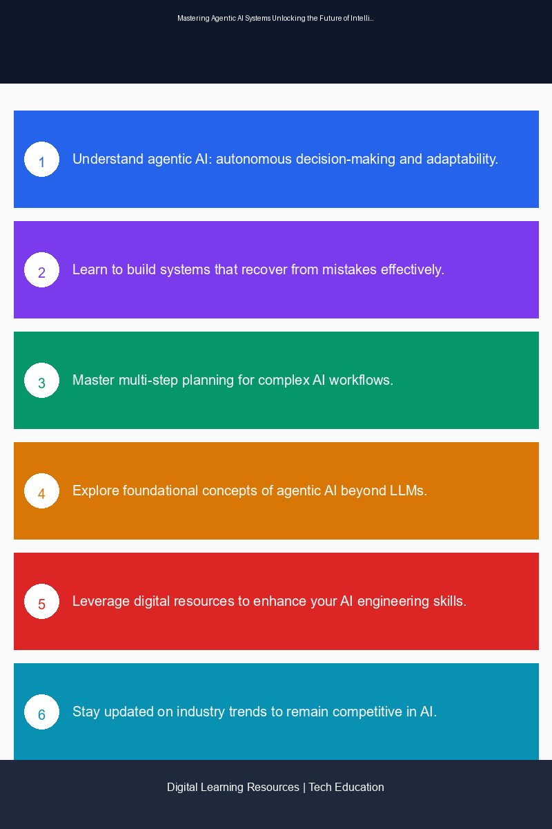 Educational infographic illustrating key concepts of agentic AI systems and their applications in automation