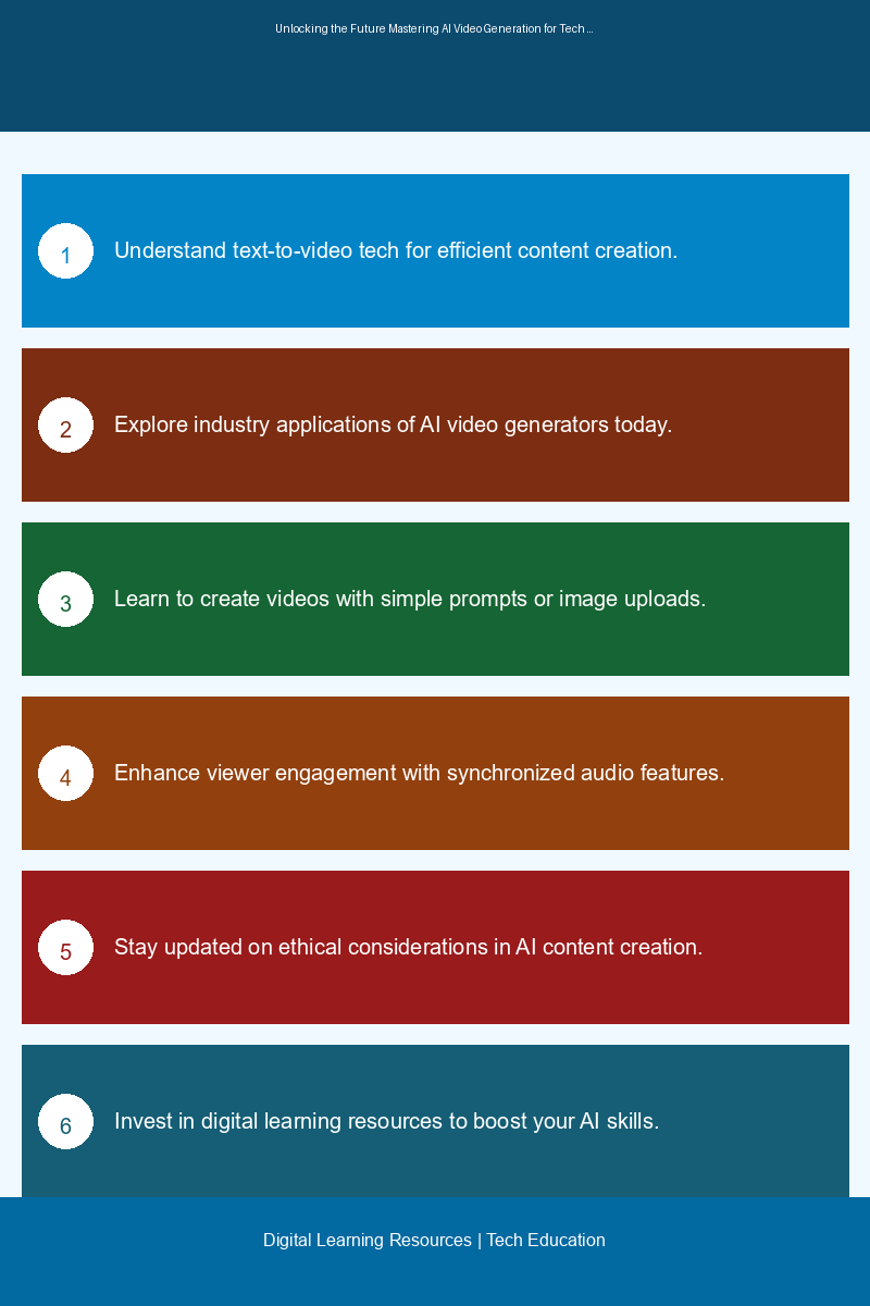 Educational infographic illustrating the process and benefits of AI video generation for tech learners.