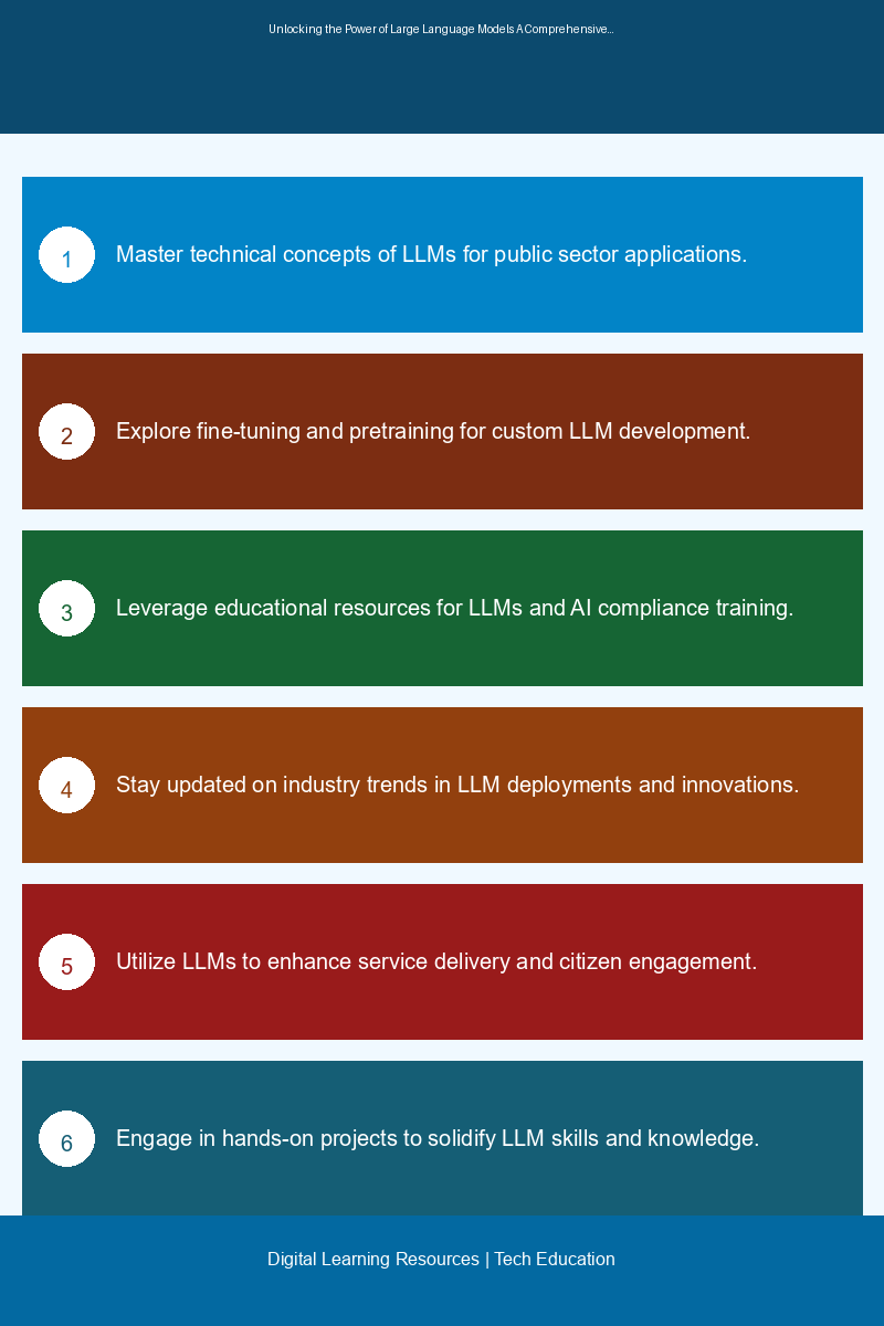 Educational infographic on large language models and their applications in the public sector