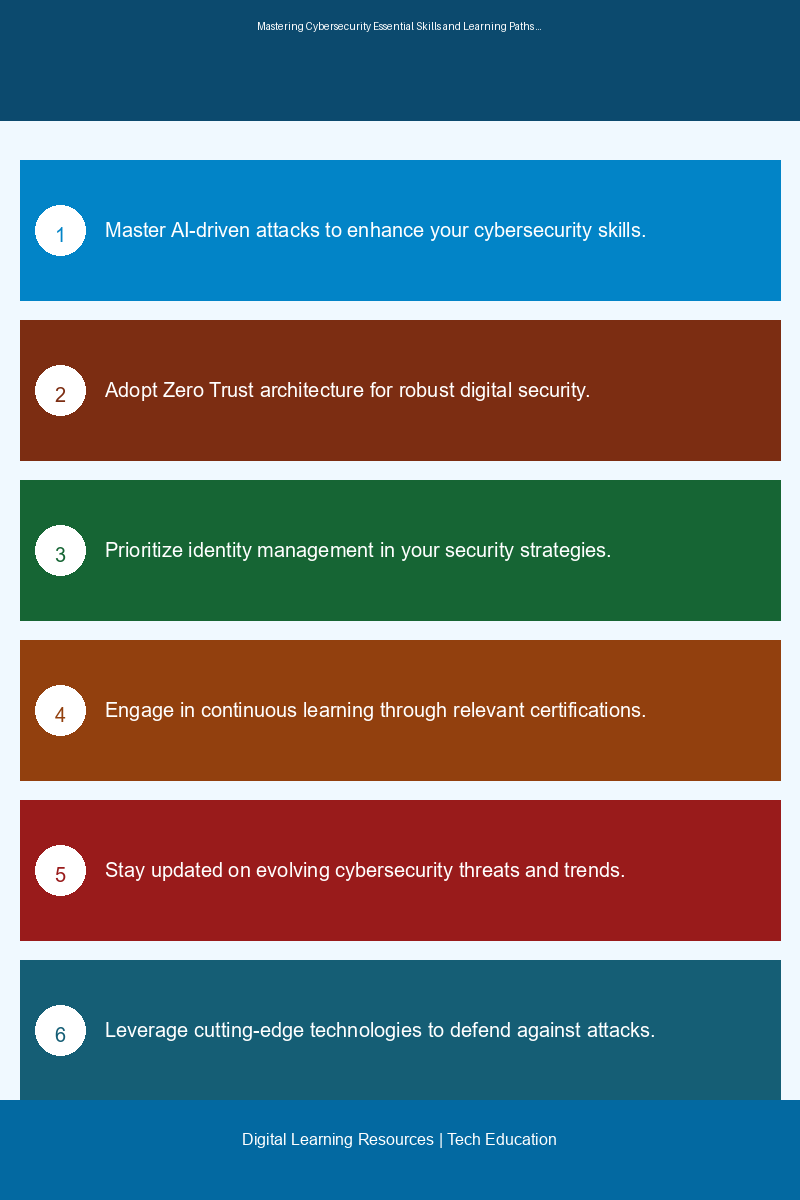 Educational infographic showcasing key cybersecurity trends and essential skills for tech learners