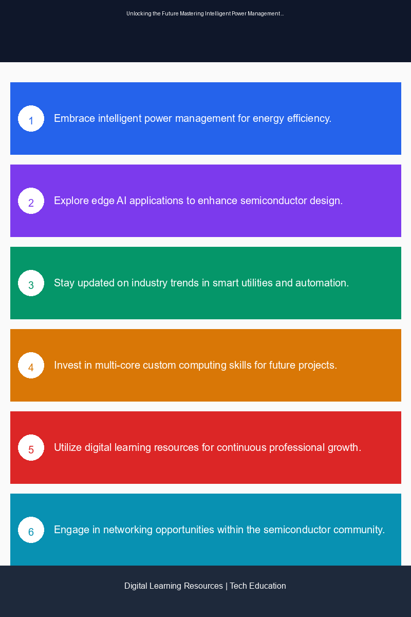 Educational infographic illustrating key concepts in intelligent power management and edge AI applications for tech learners