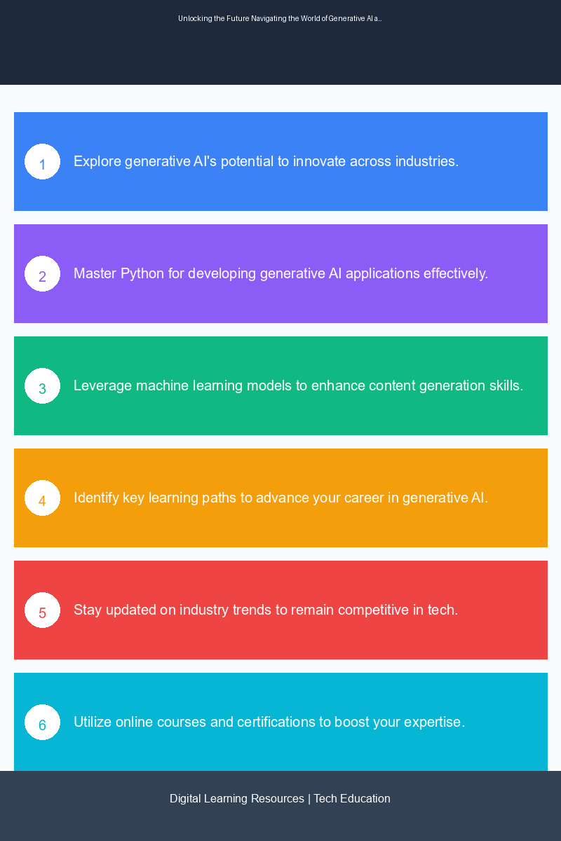 Infographic illustrating key learning paths and certifications for mastering generative AI in tech careers