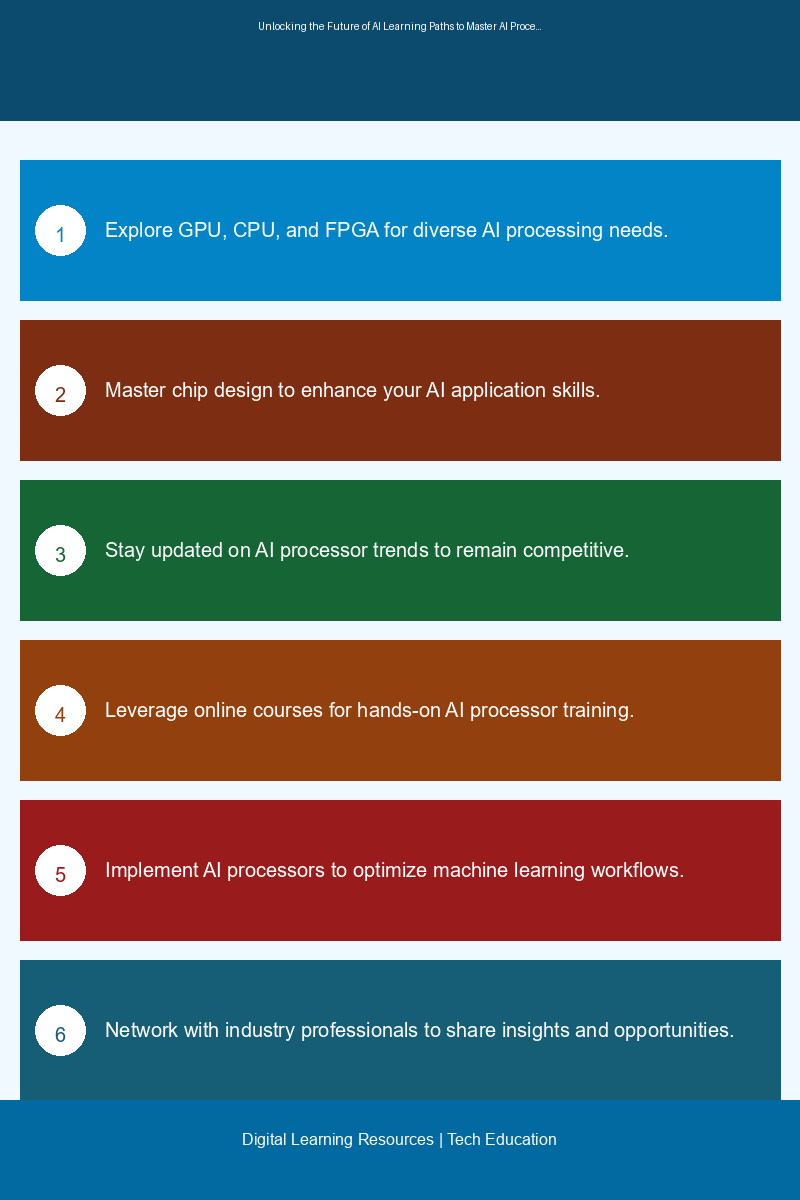 Educational infographic on AI processors, their types, and learning resources for tech enthusiasts