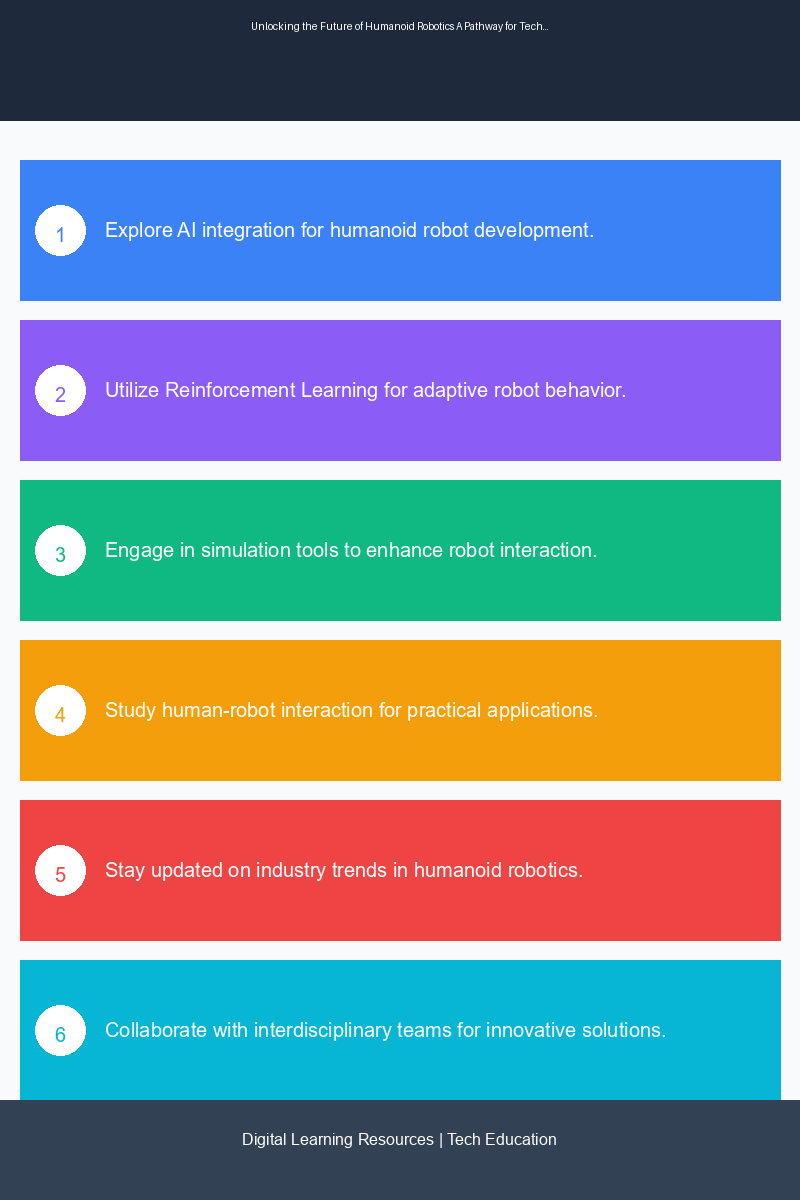 Educational infographic illustrating humanoid robotics concepts and AI learning methods