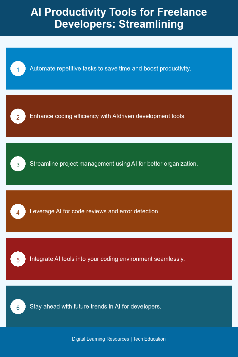 Infographic showcasing AI tools that streamline freelance developers' workflows