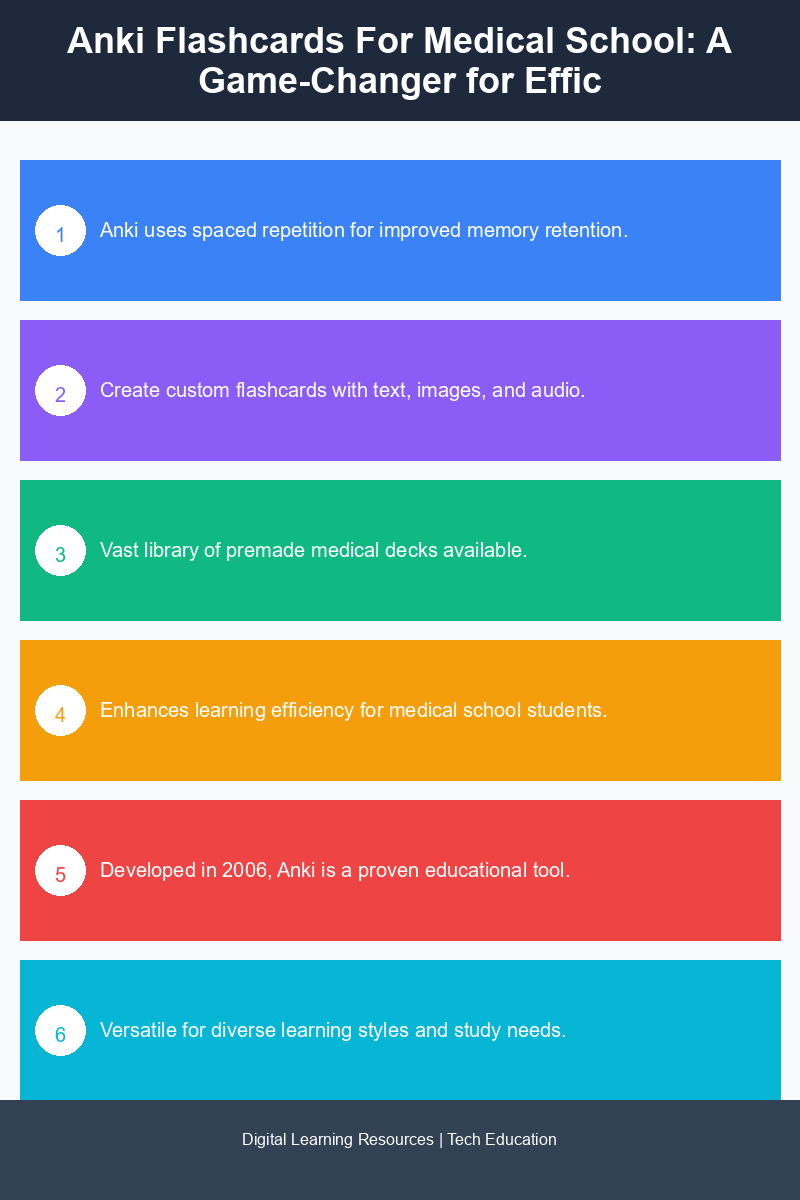 Infographic illustrating the benefits of using Anki flashcards for medical school studying