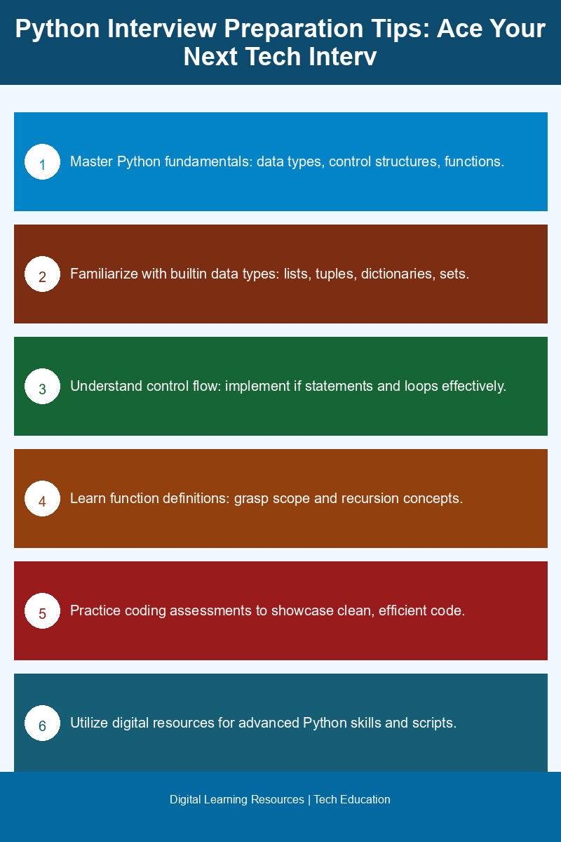 Infographic on Python interview preparation tips and essential skills