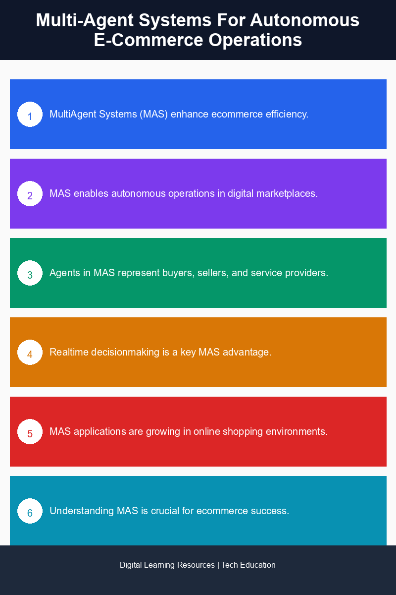Infographic illustrating the applications and benefits of Multi-Agent Systems in autonomous e-commerce operations