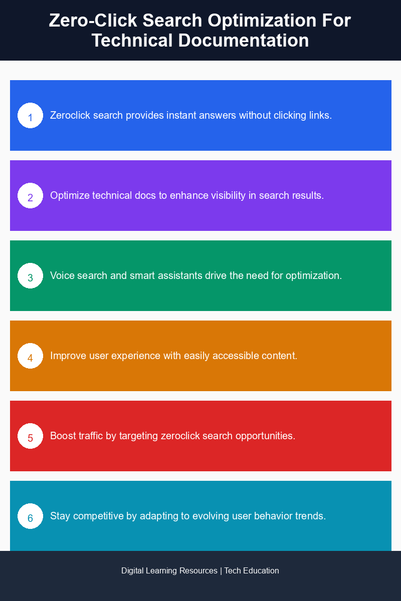 Infographic showcasing techniques for optimizing technical documentation for zero-click search results