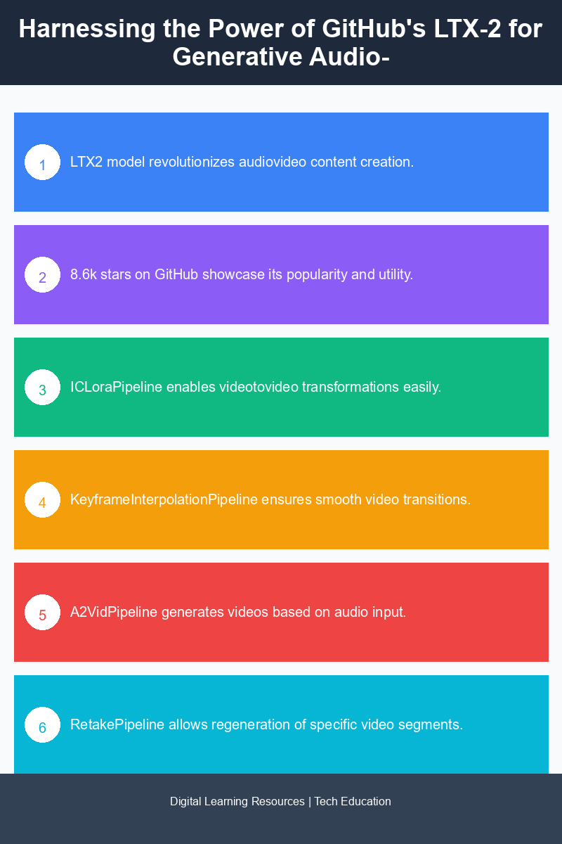 Infographic illustrating LTX-2 pipelines and features for content creation