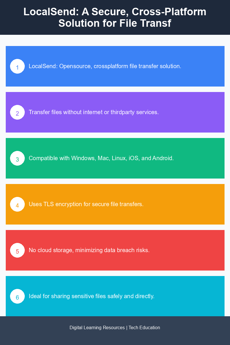Infographic illustrating LocalSend's secure file transfer process across different platforms