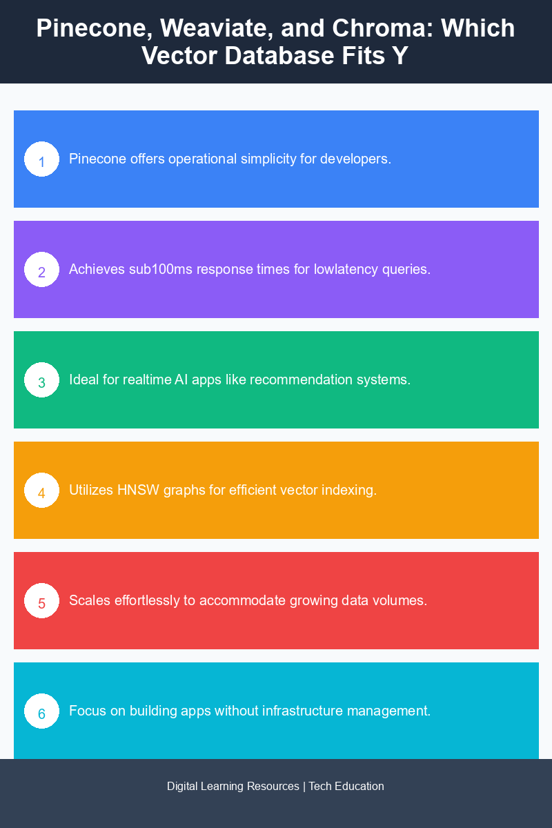 Infographic comparing features of Pinecone, Weaviate, and Chroma vector databases