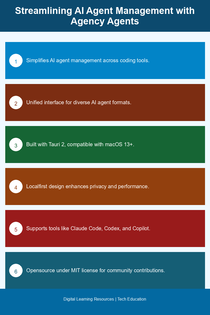Infographic illustrating the benefits of using Agency Agents for managing AI agents across various coding tools