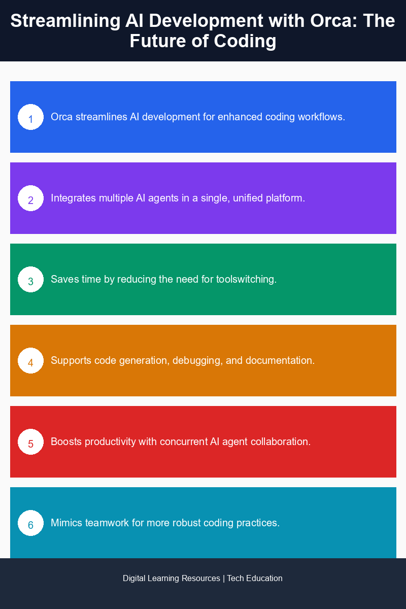 Infographic illustrating the benefits of using Orca for coding workflows and AI integration