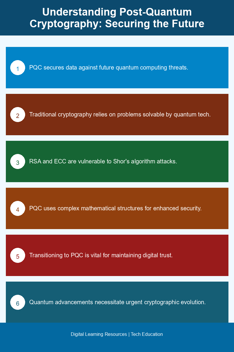 Infographic illustrating the differences between traditional cryptography and post-quantum cryptography.
