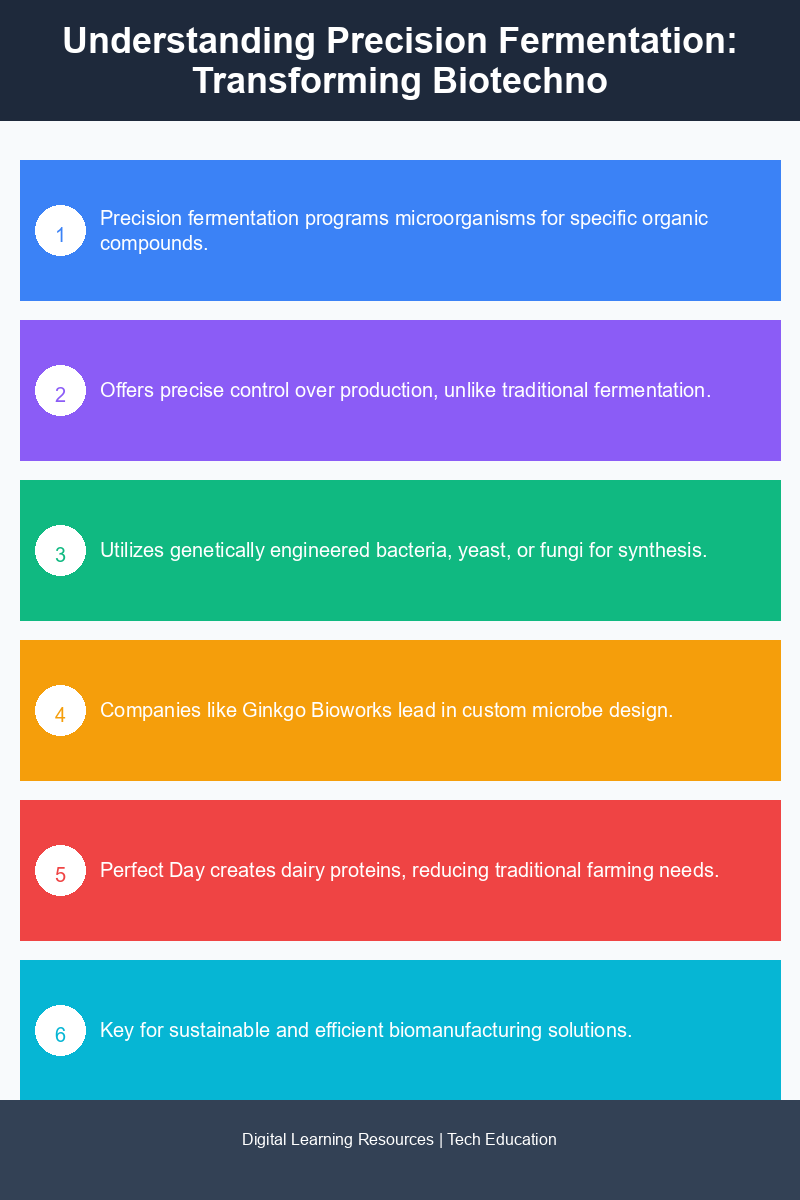 Infographic explaining the precision fermentation process and its applications in various industries