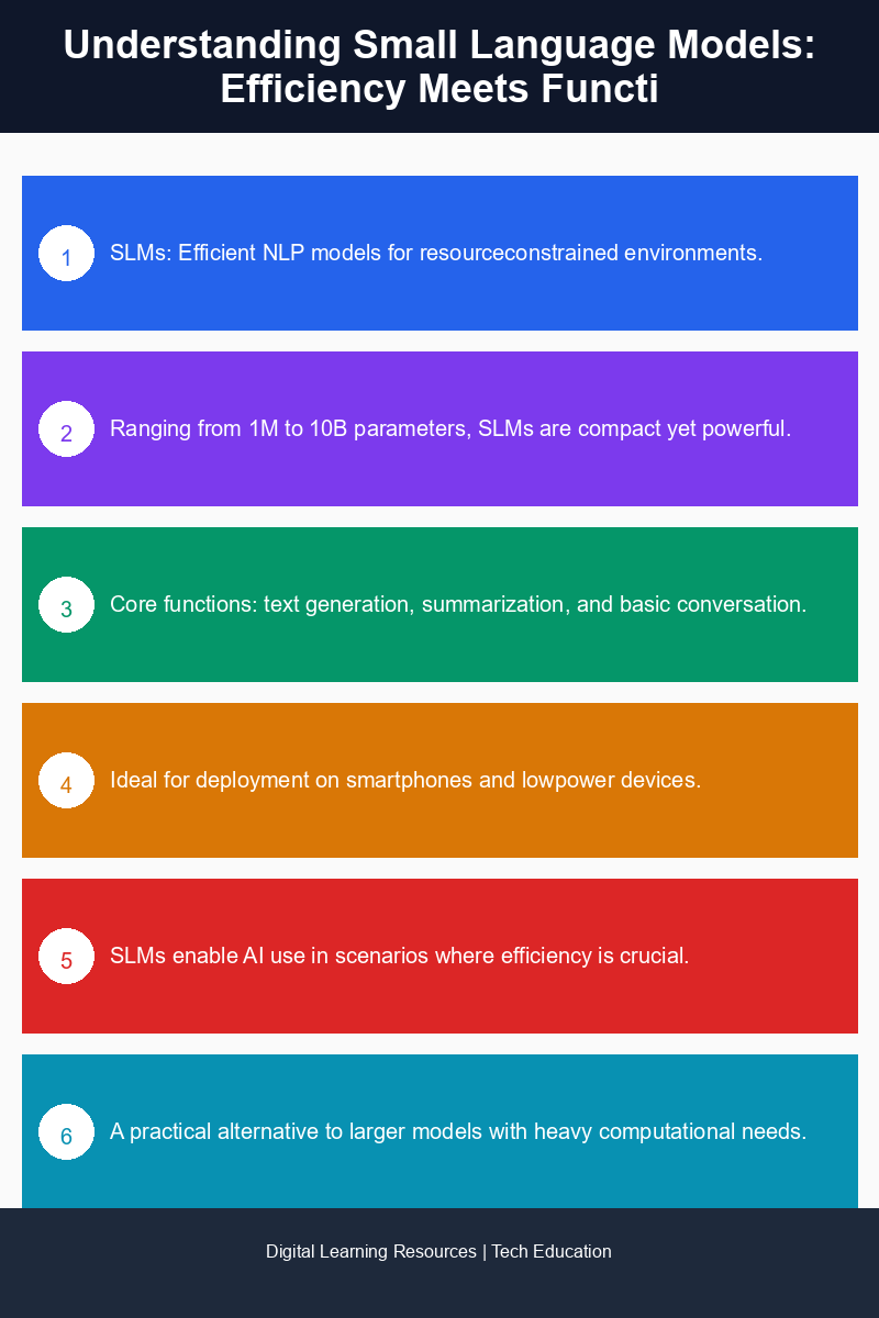 Infographic illustrating the characteristics and applications of Small Language Models