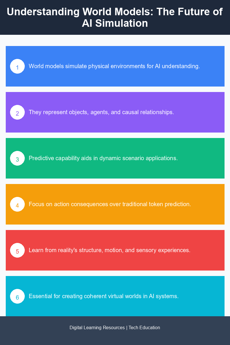 Infographic explaining the components and functions of world models in AI systems
